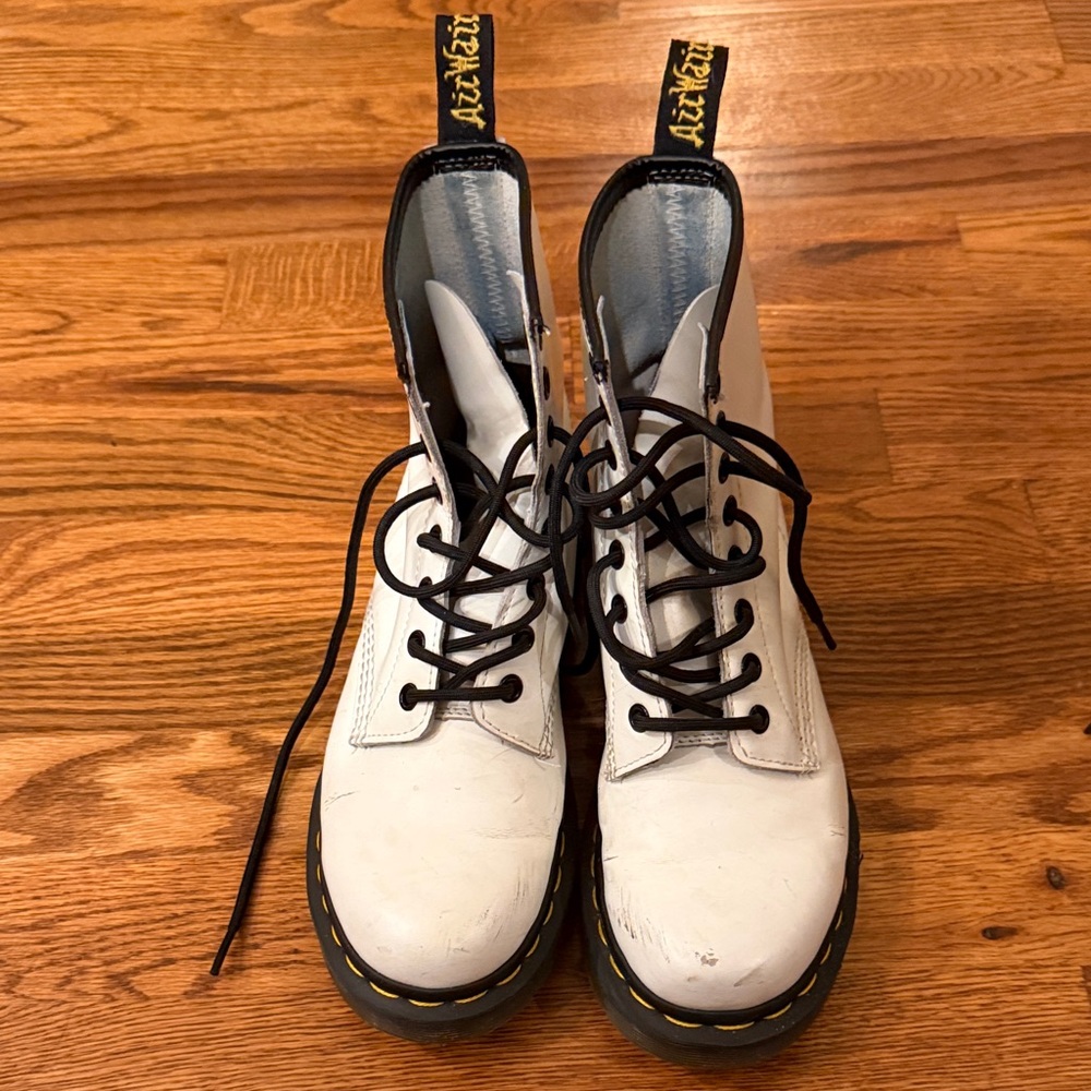Dr. Martens White Lace Up Boots